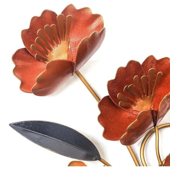 HOMEBEEZ Metal Flower Metal Wall Decor 15.75" x 19.49" Retro-Orange New - Picture 5 of 7